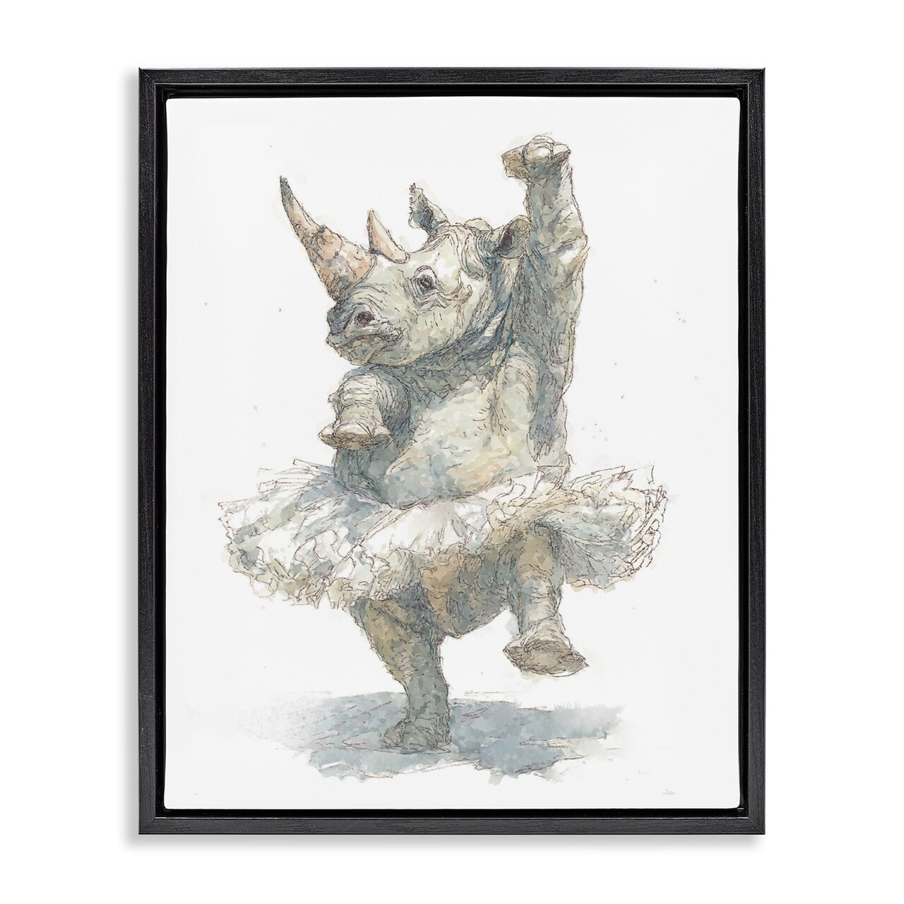 Stupell Industries Ballet Rhino Tutu Floating Frame, design by Ziwei Li